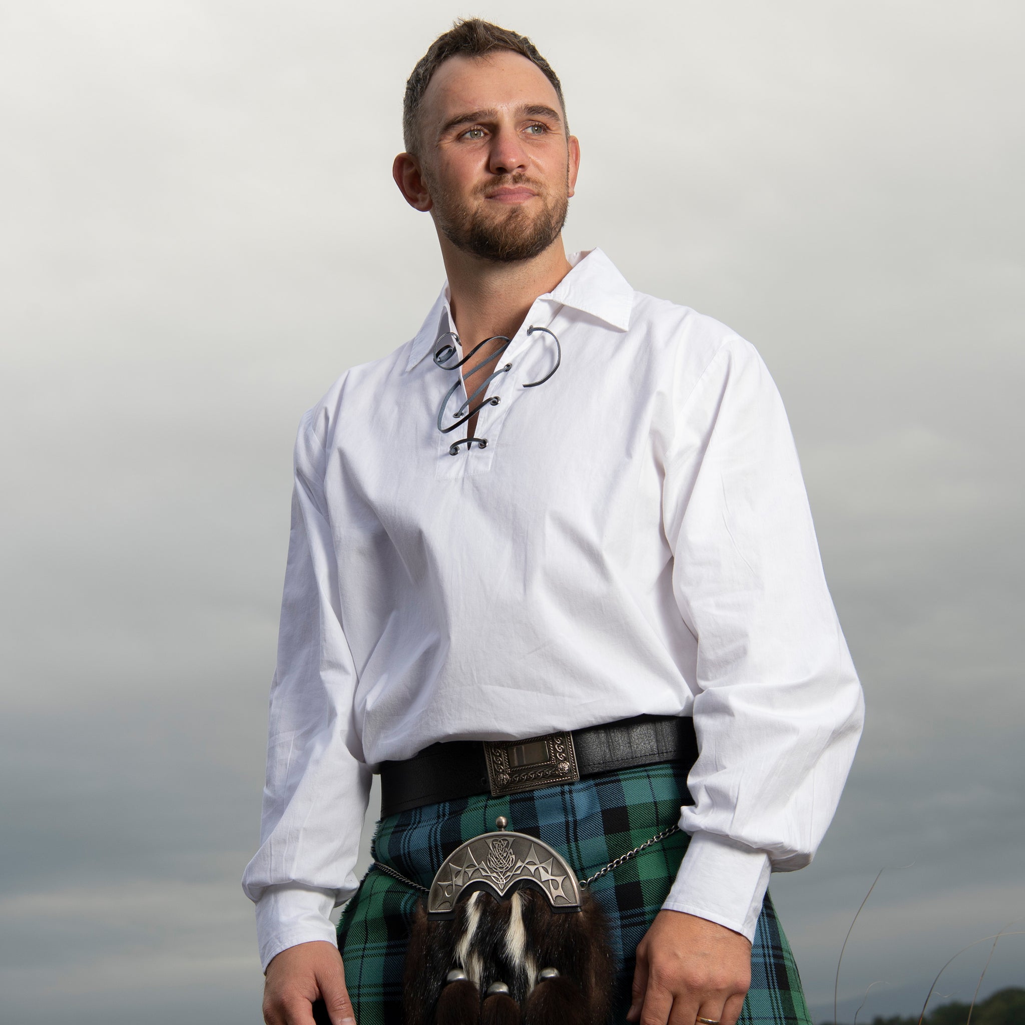 Dress Shirt Ghillie Shirts Sale Jacobite Ghillie Kilt Shirt Black