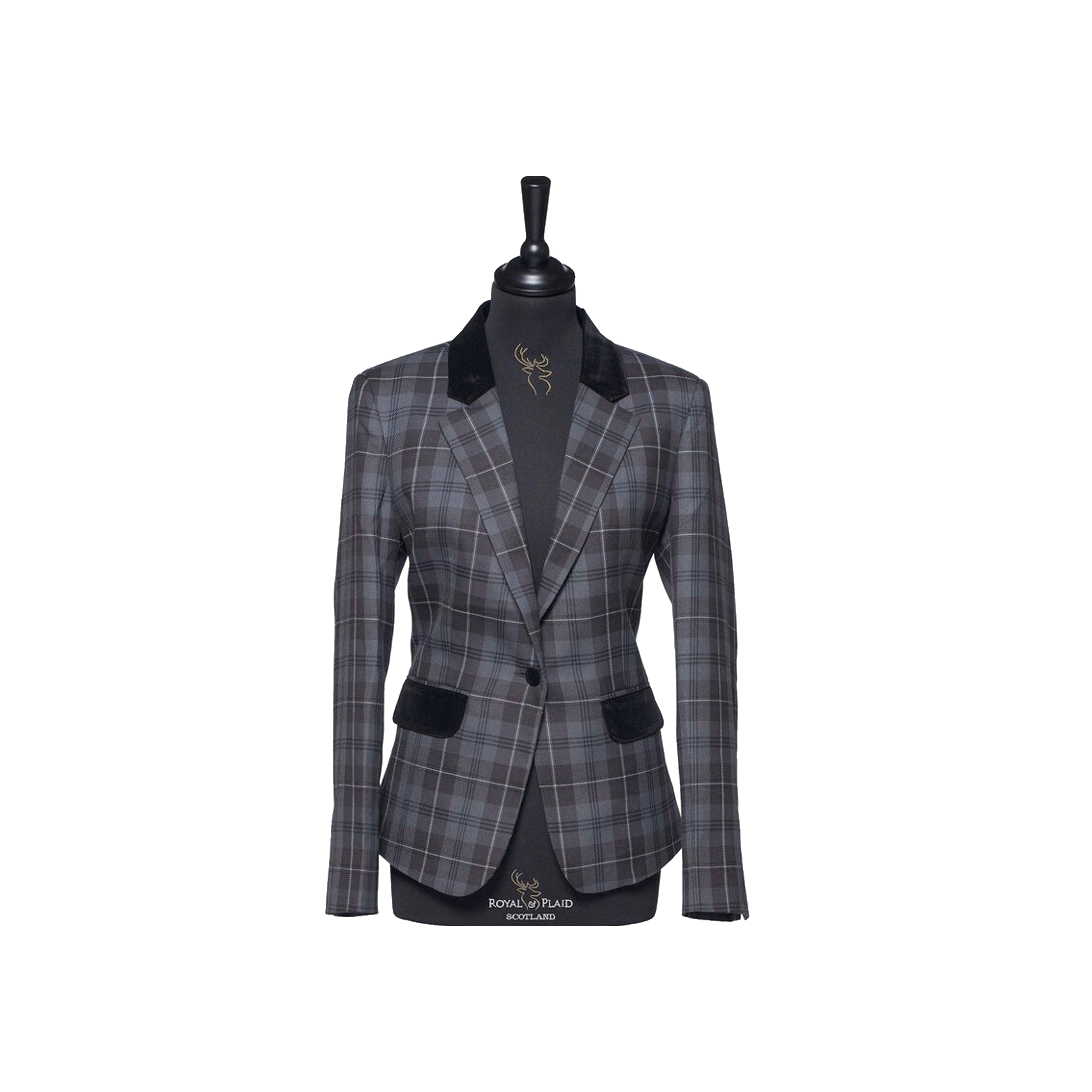 Womens Tartan Blazer - Granite Grey