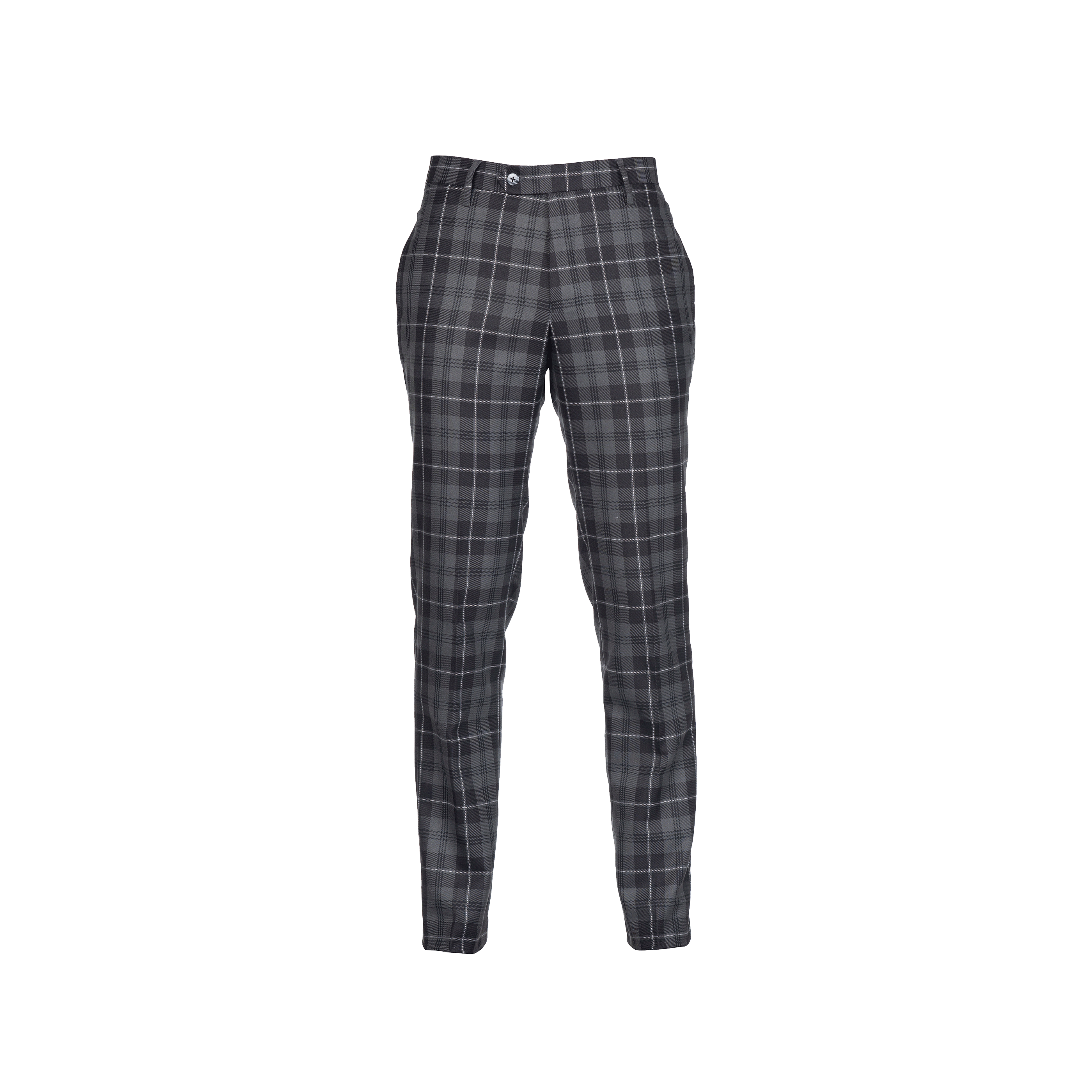 Mens Tartan Trouser - Grey Granite