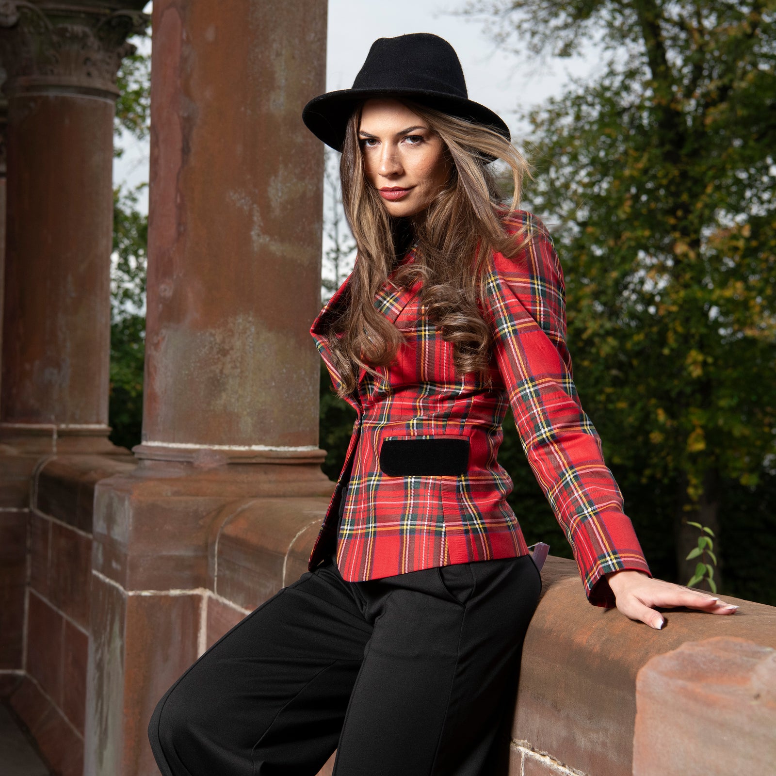 Tartan Scottish Royal Stewart Red Plaids Women Crewneck Sweatshirt