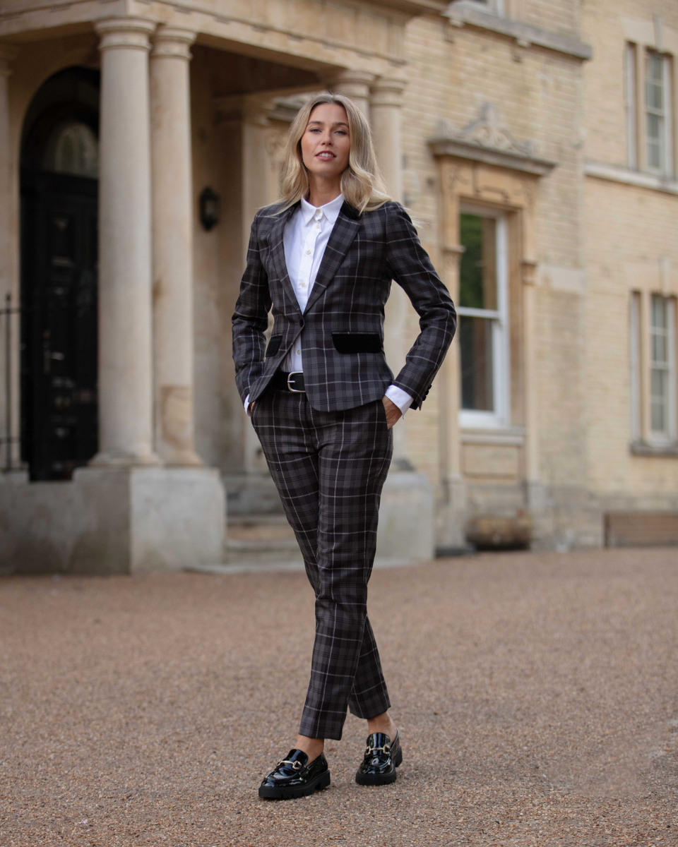 Womens Tartan Trousers Granite Grey